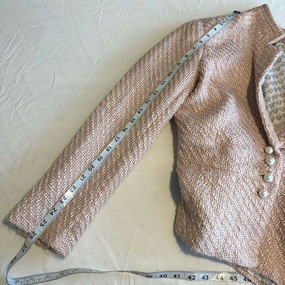 Vintage Y2K Pierre Cardin Pink Tweed Blazer Women’s 8P Preppy Coquette Pearls - Picture 8 of 8